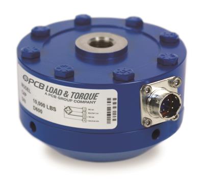 pcb l&t fatigue rated load cell, low profile, 500 lbf rated capacity, 300% overload protection, 1.0mv/v output 5/8-18 unf-2b thread, pto2e-10-6p connector with mounting base.